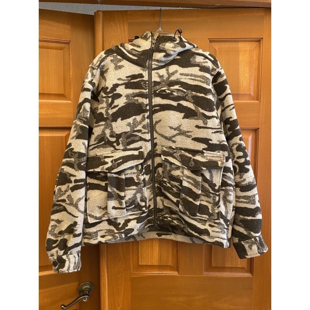 Columbia PHG Gallatin Range Wool Blend Hooded Jacket Outfitter Brown Camo Medium